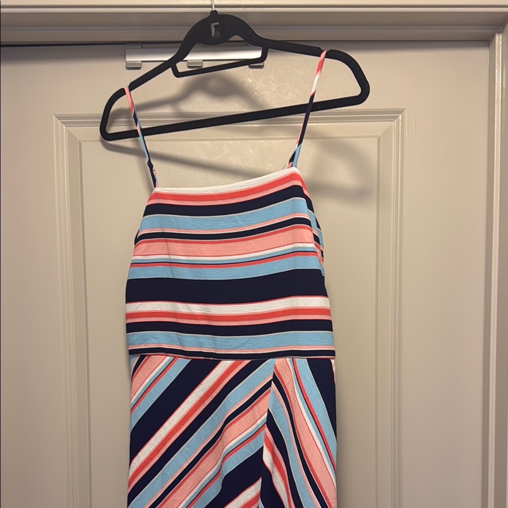 Trixxi Asymmetrical Dress - Blue, Pink, White Stripes